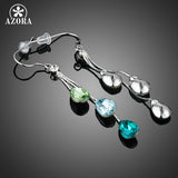 AZORA Elegant Charm Earrings for Women With 3pcs Water Drop Stellux Austrian Crystal Dangle Wedding Earrings TE0194