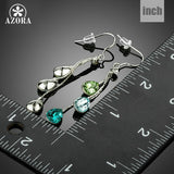 AZORA Elegant Charm Earrings for Women With 3pcs Water Drop Stellux Austrian Crystal Dangle Wedding Earrings TE0194