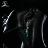 AZORA Elegant Charm Earrings for Women With 3pcs Water Drop Stellux Austrian Crystal Dangle Wedding Earrings TE0194