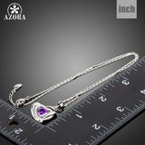 AZORA Forever Love Three Heart Superposition Romantic Purple Cubic Zirconia Pendant Necklaces for Valentine's Day Gift TN0200