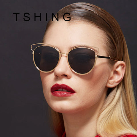Women Vintage Fashion Designer Metal Cat Eye Sunglasses