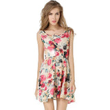 Women Summer Chiffon Dress Sexy  Fashion Women Summer Printed Sleeveless Mini Dresses