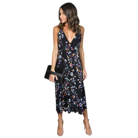 Summer women sundress Hollow out boho floral print dress beach dress vestidos de festa