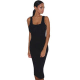 Women's Sexy Slim Sleeveless Body con Party Cocktail Club Mid Dresses Cotton Casual Vestidos
