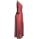 JECKSION Summer Women Boho Chiffon Dress Casual V-Neck Floral Party Beach Long Maxi Dresses Red long dress