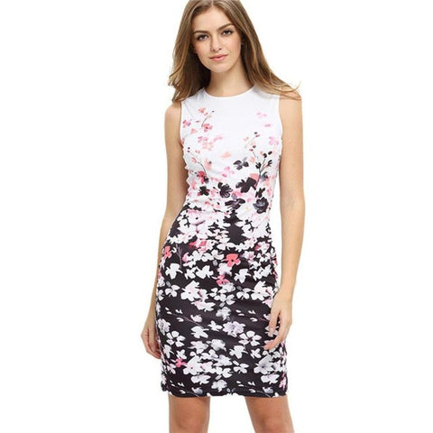 Women's Casual Dresses Elegant Floral print Pattern Sleeveless Round Neck Mini Dress Body con