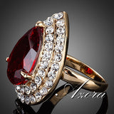 AZORA Gold Color Red Cubic Zirconia Stones Water Drop Ring TR0125