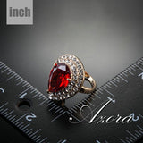 AZORA Gold Color Red Cubic Zirconia Stones Water Drop Ring TR0125