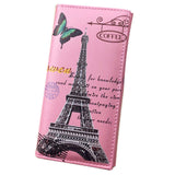Xiniu wallet women leather Paris Flags Eiffel Tower Lady Long Wallet