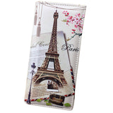 Xiniu wallet women leather Paris Flags Eiffel Tower Lady Long Wallet