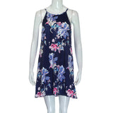 Floral Print Random Drawstring Elastic Waist Cami Dress Spaghetti Strap Sleeveless Sexy Slip Summer Dress