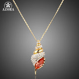 AZORA Winkles Design Gold Color Red Color Stellux Austrian Crystal Paved Pendant Necklace TN0001