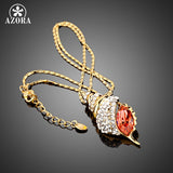 AZORA Winkles Design Gold Color Red Color Stellux Austrian Crystal Paved Pendant Necklace TN0001