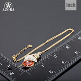 AZORA Winkles Design Gold Color Red Color Stellux Austrian Crystal Paved Pendant Necklace TN0001