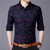 Business Casual Shirts Men Famous Brand Clothing Plaid Long Sleeve Camisa Masculina