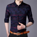 Business Casual Shirts Men Famous Brand Clothing Plaid Long Sleeve Camisa Masculina