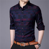 Business Casual Shirts Men Famous Brand Clothing Plaid Long Sleeve Camisa Masculina