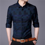 Business Casual Shirts Men Famous Brand Clothing Plaid Long Sleeve Camisa Masculina