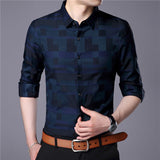 Business Casual Shirts Men Famous Brand Clothing Plaid Long Sleeve Camisa Masculina