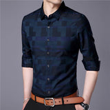 Business Casual Shirts Men Famous Brand Clothing Plaid Long Sleeve Camisa Masculina