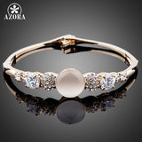 AZORA Sparkling Cubic Zirconia Cat's eye Bangle Bracelet TB0035