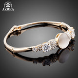 AZORA Sparkling Cubic Zirconia Cat's eye Bangle Bracelet TB0035
