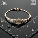 AZORA Sparkling Cubic Zirconia Cat's eye Bangle Bracelet TB0035
