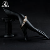 AZORA Sparkling Cubic Zirconia Cat's eye Bangle Bracelet TB0035