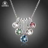 AZORA 5 Series Flower With Colorful Stellux Austrian Crystals Pendant Necklace TN0143