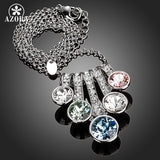 AZORA 5 Series Flower With Colorful Stellux Austrian Crystals Pendant Necklace TN0143