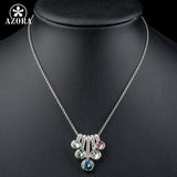 AZORA 5 Series Flower With Colorful Stellux Austrian Crystals Pendant Necklace TN0143