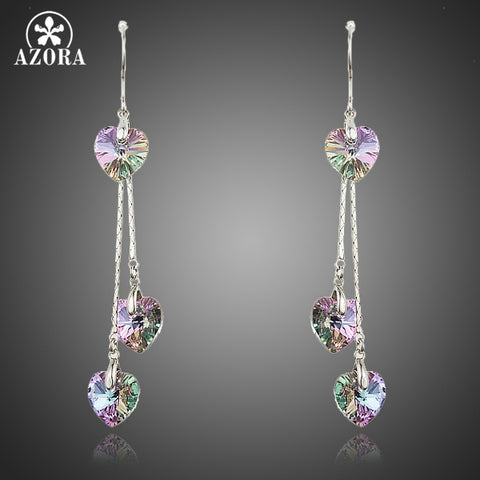 AZORA Romantic Dangling Heart Stellux Austrian Crystal Drop Earrings for Valentine's Day Gift TE0241