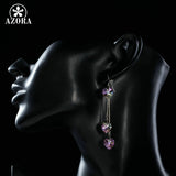 AZORA Romantic Dangling Heart Stellux Austrian Crystal Drop Earrings for Valentine's Day Gift TE0241