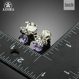 AZORA Cute Butterfly Purple Stellux Austrian Crystal Clip Earrings For Women TE0192