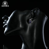 AZORA Cute Butterfly Purple Stellux Austrian Crystal Clip Earrings For Women TE0192
