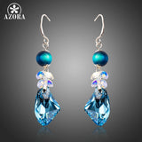 AZORA Genuine Dazzling Blue Irregular Shape Top Quality Austrian Crystal Drop Earrings for Valentine's Day Gifts TE0276