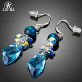 AZORA Genuine Dazzling Blue Irregular Shape Top Quality Austrian Crystal Drop Earrings for Valentine's Day Gifts TE0276