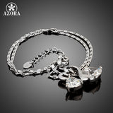 AZORA White Gold Color Stellux Austrian Crystal Big goose and little goose connected Pendant Necklace TN0004
