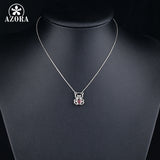 AZORA White Gold Color Stellux Austrian Crystals Rubasse Bear Pendant Necklace TN0015