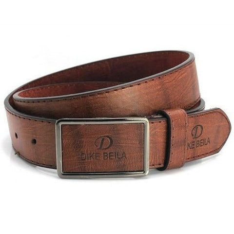 Mens Plain PU Leather Belt Snap-On Buckle Solid Strap Ceinture