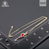 AZORA Gold Color Red Stellux Austrian Crystals Unlocking Key Design Pendant Necklace TN0008
