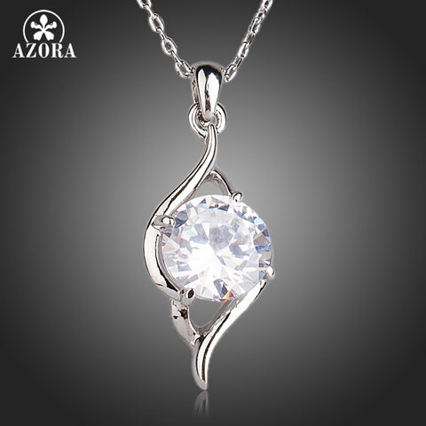 AZORA Elegant Princess Gift With Clear Cubic Zirconia Pendant Necklace TN0147