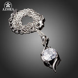AZORA Elegant Princess Gift With Clear Cubic Zirconia Pendant Necklace TN0147