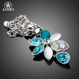 AZORA Unique Design White Gold Color Multicolor Stellux Austrian Crystal Flower Pendant Necklace TN0099