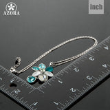 AZORA Unique Design White Gold Color Multicolor Stellux Austrian Crystal Flower Pendant Necklace TN0099