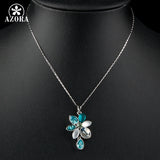 AZORA Unique Design White Gold Color Multicolor Stellux Austrian Crystal Flower Pendant Necklace TN0099