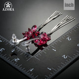 AZORA Rose Red Stellux Austrian Crystal Shining Tassel Drop Earrings TE0096