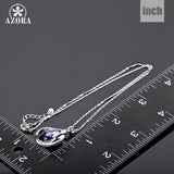 AZORA White Gold Color Stellux Austrian Crystals Pendant Necklace for Valentine's Day Gift of Love TN0012