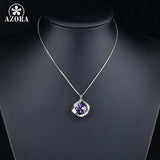 AZORA White Gold Color Stellux Austrian Crystals Pendant Necklace for Valentine's Day Gift of Love TN0012