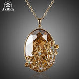 AZORA Five Flower Gold Color Big Stellux Austrian Crystal Pendant Necklace TN0060